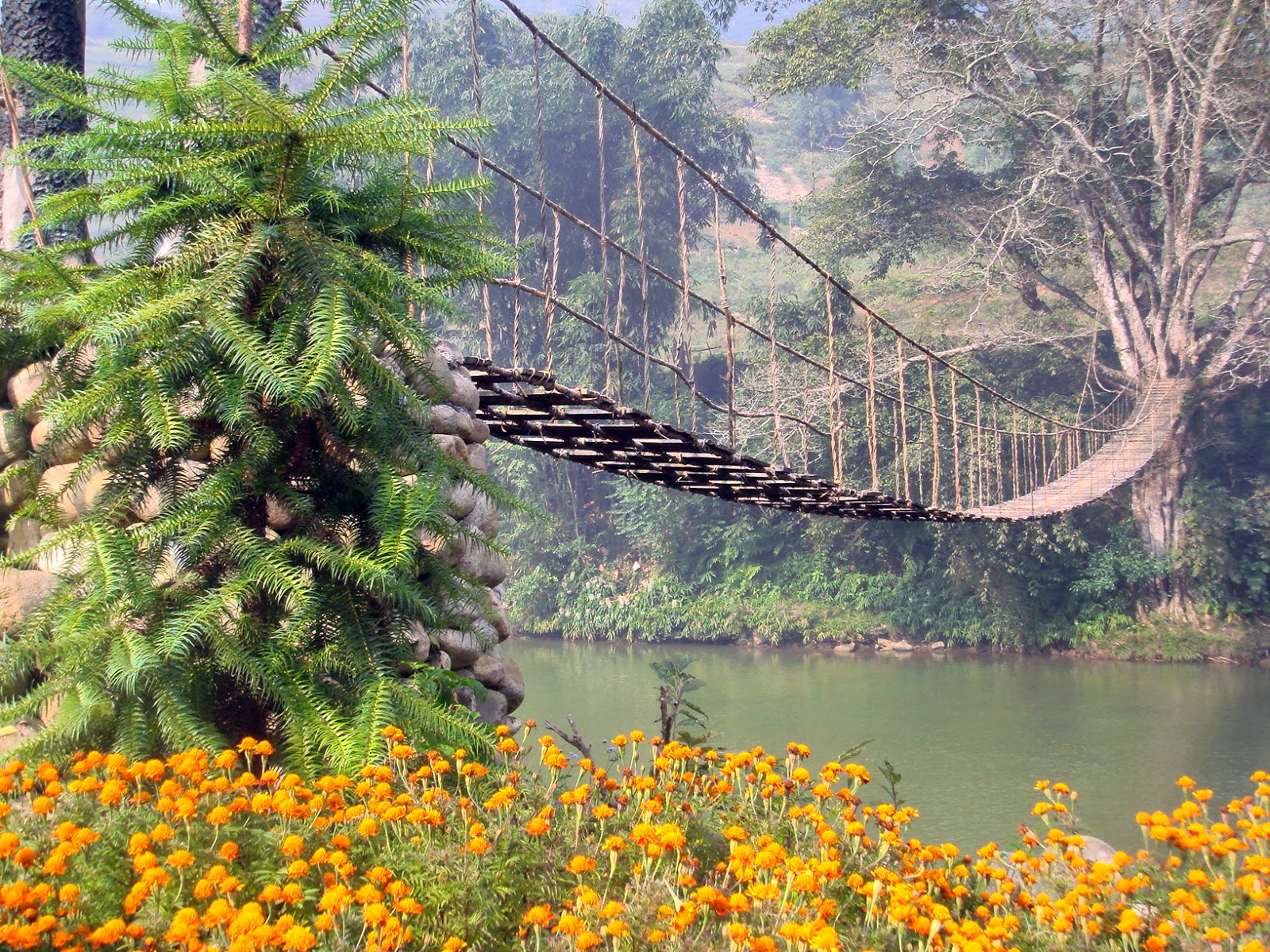 Cầu Si dẫn vào trung tâm bản Cát Cát, nơi có thể ngắm nhìn thác Tiên Sa